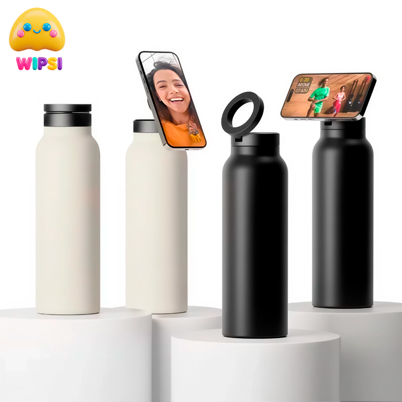 Botella deportiva con tapa magnética