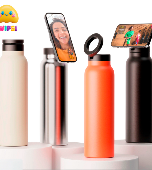 Botella deportiva con tapa magnética