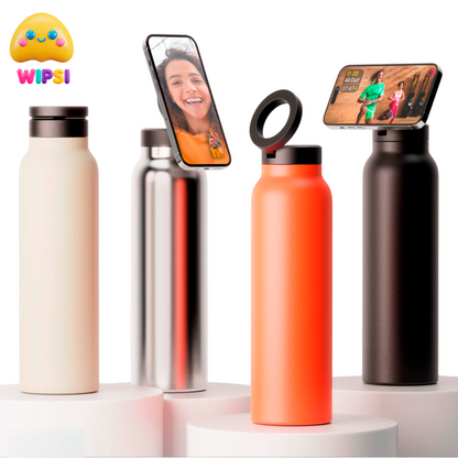 Botella deportiva con tapa magnética